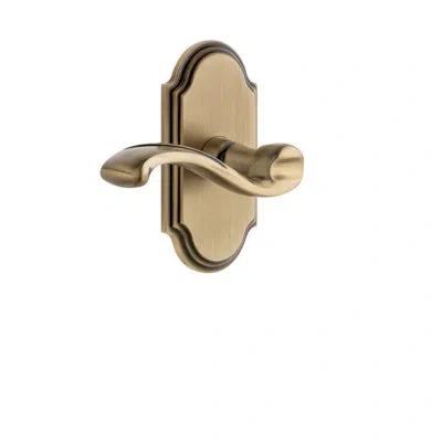 Grandeur Arc Plate Privacy With Portofino Lever In Vintage Brass