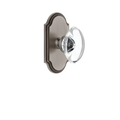 Grandeur Arc Plate Privacy With Provence Crystal Door Knob In Antique Pewter