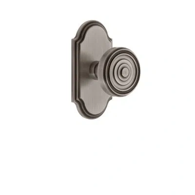 Grandeur Arc Plate Privacy With Soleil Door Knob In Antique Pewter