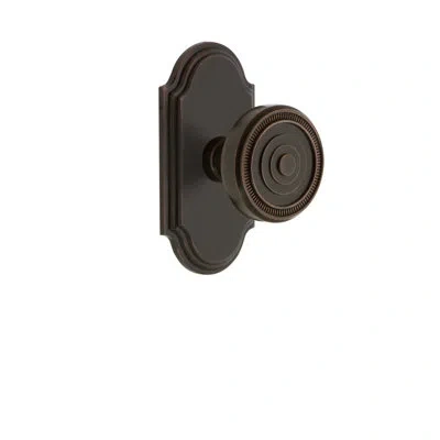 Grandeur Arc Plate Single Dummy With Soleil Door Knob In Timeless Bronze