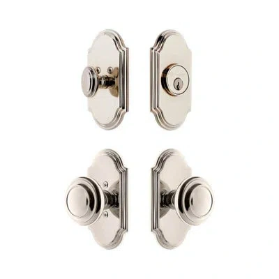 Grandeur Arc Short Plate Entry Set With Circulaire Knob In Silver