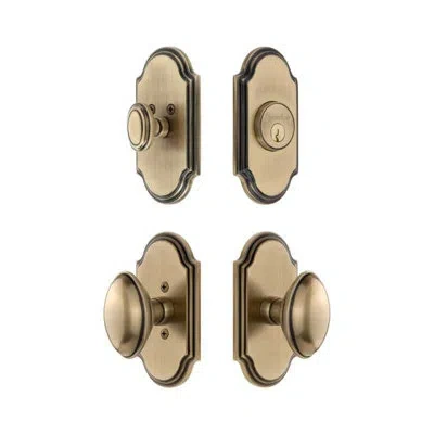 Grandeur Arc Short Plate Entry Set With Eden Prairie Knob In Gold