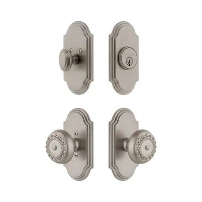 Grandeur Arc Short Plate Entry Set With Parthenon Knob In Brown