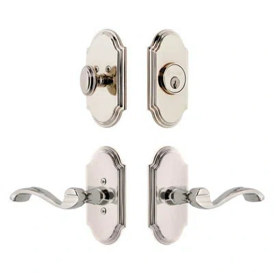 Grandeur Arc Short Plate Entry Set With Portofino Lever In Polished Nickel In Multi