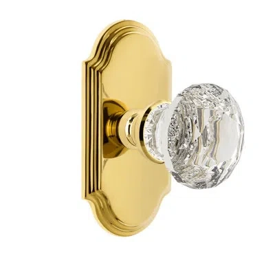 Grandeur Arc Short Plate With Brilliant Crystal Knob In Lifetime Brass