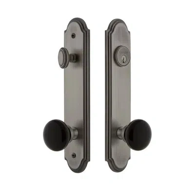 Grandeur Arc Tall Plate Complete Entry Set With Single Cylinder Deadbolot And Coventry Knob In Antique Pewter