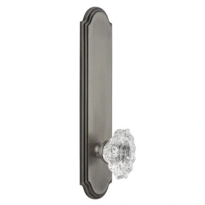 Grandeur Arc Tall Plate Double Dummy With Biarritz Door Knob In Antique Pewter