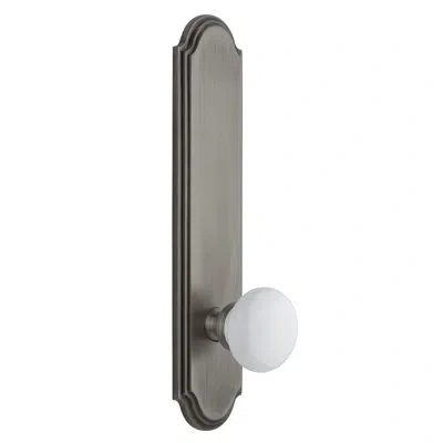 Grandeur Arc Tall Plate Double Dummy With Hyde Park Door Knob In Antique Pewter