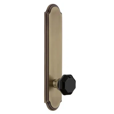 Grandeur Arc Tall Plate Double Dummy With Lyon Door Knob In Vintage Brass
