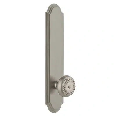 Grandeur Arc Tall Plate Double Dummy With Parthenon Door Knob In Satin Nickel