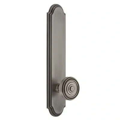 Grandeur Arc Tall Plate Double Dummy With Soleil Door Knob In Antique Pewter
