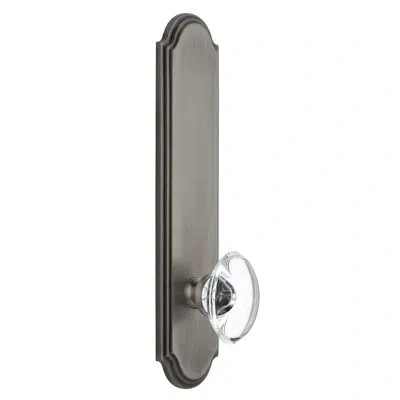 Grandeur Arc Tall Plate Passage With Provence Crystal Door Knob In Antique Pewter