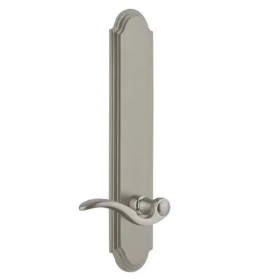 Grandeur Arc Tall Plate Privacy With Bellagio Lever In Satin Nickel