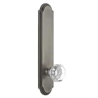 Grandeur Arc Tall Plate Privacy With Chambord Crystal Door Knob In Antique Pewter