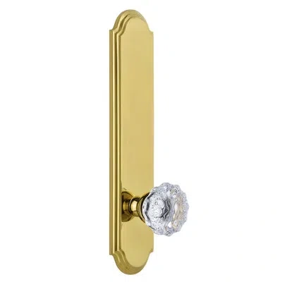 Grandeur Arc Tall Plate Privacy With Fontainebleau Crystal Door Knob In Antique Pewter