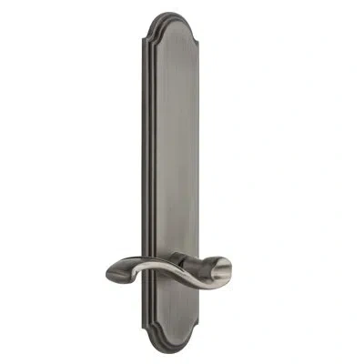 Grandeur Arc Tall Plate Privacy With Portofino Lever In Antique Pewter