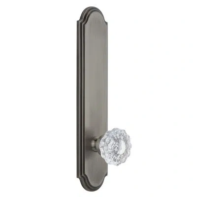Grandeur Arc Tall Plate Privacy With Versailles Crystal Door Knob In Antique Pewter