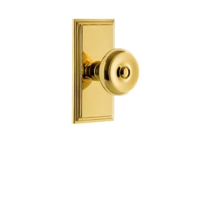Grandeur Carré Plate Double Dummy With Bouton Door Knob In Polished Brass