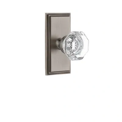 Grandeur Carré Plate Double Dummy With Chambord Crystal Door Knob In Antique Pewter