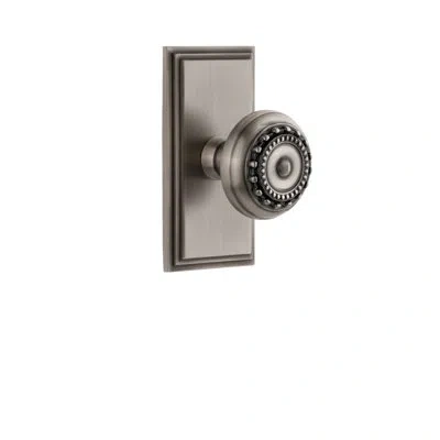 Grandeur Carré Plate Double Dummy With Parthenon Door Knob In Antique Pewter