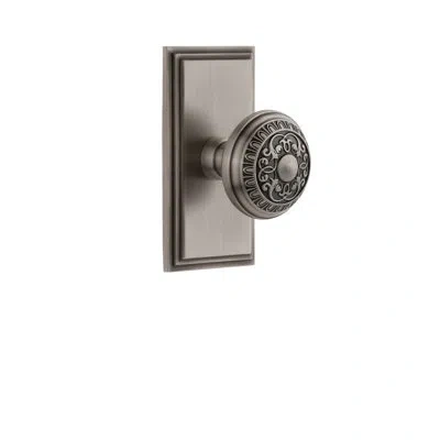 Grandeur Carré Plate Double Dummy With Windsor Door Knob In Antique Pewter