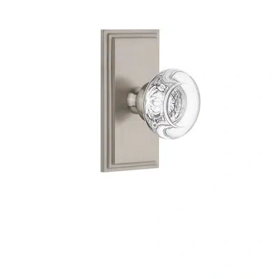 Grandeur Carré Plate Passage With Bordeaux Crystal Door Knob In Timeless Bronze