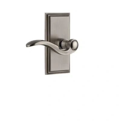 Grandeur Carré Plate Privacy With Bellagio Lever In Antique Pewter