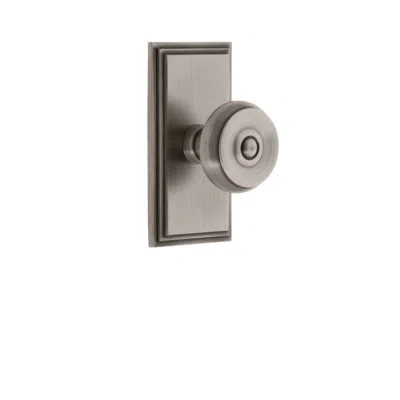Grandeur Carré Plate Privacy With Bouton Door Knob In Antique Pewter