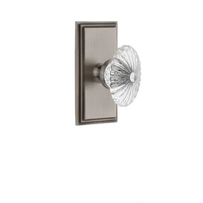 Grandeur Carré Plate Privacy With Burgundy Crystal Door Knob In Antique Pewter