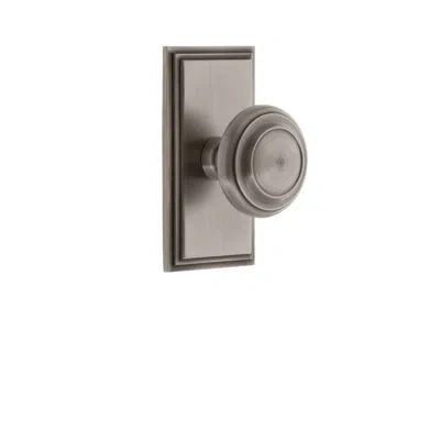 Grandeur Carré Plate Privacy With Circulaire Door Knob In Antique Pewter
