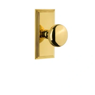 Grandeur Carré Plate Privacy With Fifth Avenue Door Knob In Lifetime Brass