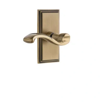 Grandeur Carré Plate Privacy With Portofino Lever In Vintage Brass