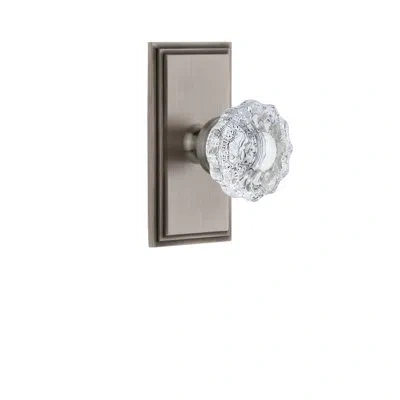 Grandeur Carré Plate Privacy With Versailles Crystal Door Knob In Antique Pewter