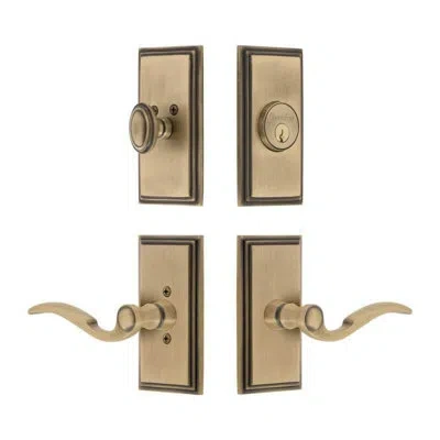 Grandeur Carre Short Plate Entry Set With Bellagio Lever In Gold