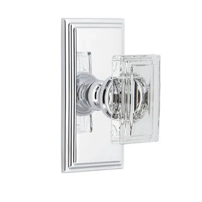 Grandeur Carré Short Plate With Carré Crystal Knob In Bright Chrome