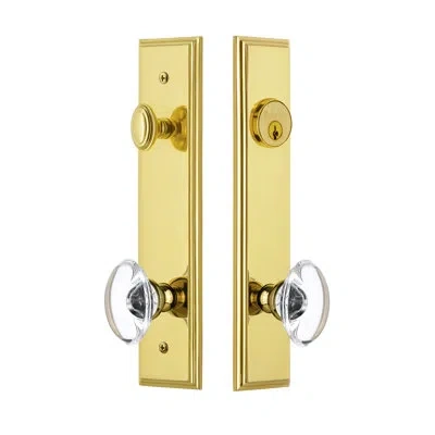 Grandeur Carré Tall Plate Complete Entry Set With Single Cylinder Deadbolot And Provence Knob In Lifetime Brass