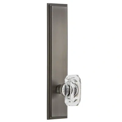 Grandeur Carré Tall Plate Double Dummy With Baguette Clear Crystal Door Knob In Antique Pewter