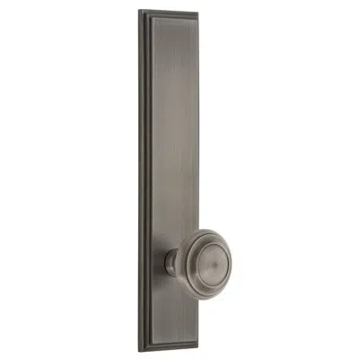 Grandeur Carré Tall Plate Double Dummy With Circulaire Door Knob In Antique Pewter