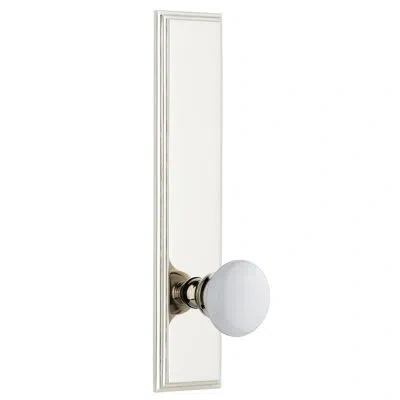 Grandeur Carré Tall Plate Double Dummy With Hyde Park Door Knob In Polished Nickel