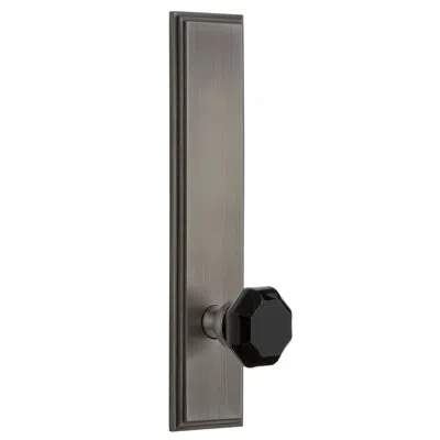 Grandeur Carré Tall Plate Double Dummy With Lyon Door Knob In Antique Pewter