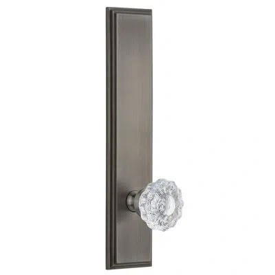 Grandeur Carré Tall Plate Double Dummy With Versailles Crystal Door Knob In Antique Pewter