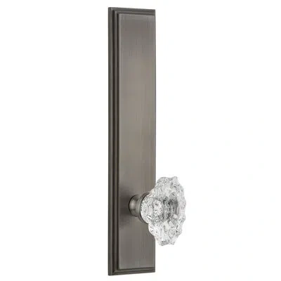 Grandeur Carré Tall Plate Passage With Biarritz Door Knob In Antique Pewter