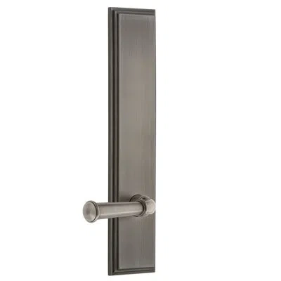 Grandeur Carré Tall Plate Privacy With Georgetown Lever In Antique Pewter