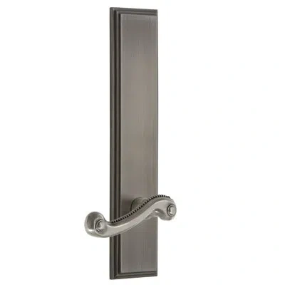 Grandeur Carré Tall Plate Privacy With Newport Lever In Antique Pewter