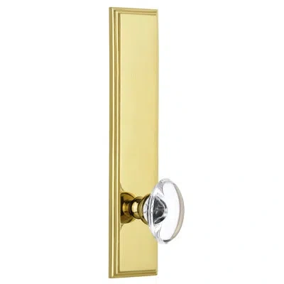 Grandeur Carré Tall Plate Single Dummy With Provence Crystal Door Knob In Lifetime Brass