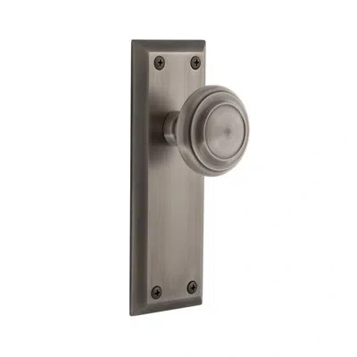 Grandeur Fifth Avenue Plate Double Dummy With Circulaire Door Knob In Antique Pewter