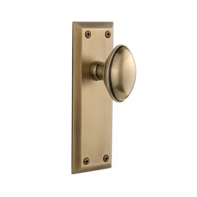 Grandeur Fifth Avenue Plate Double Dummy With Eden Prairie Door Knob In Vintage Brass