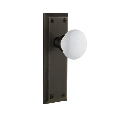 Grandeur Fifth Avenue Plate Double Dummy With Hyde Park Door Knob In Timeless Bronze