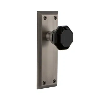 Grandeur Fifth Avenue Plate Double Dummy With Lyon Door Knob In Antique Pewter