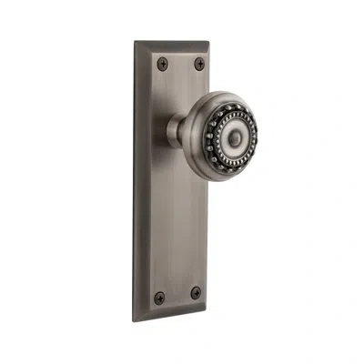 Grandeur Fifth Avenue Plate Double Dummy With Parthenon Door Knob In Antique Pewter